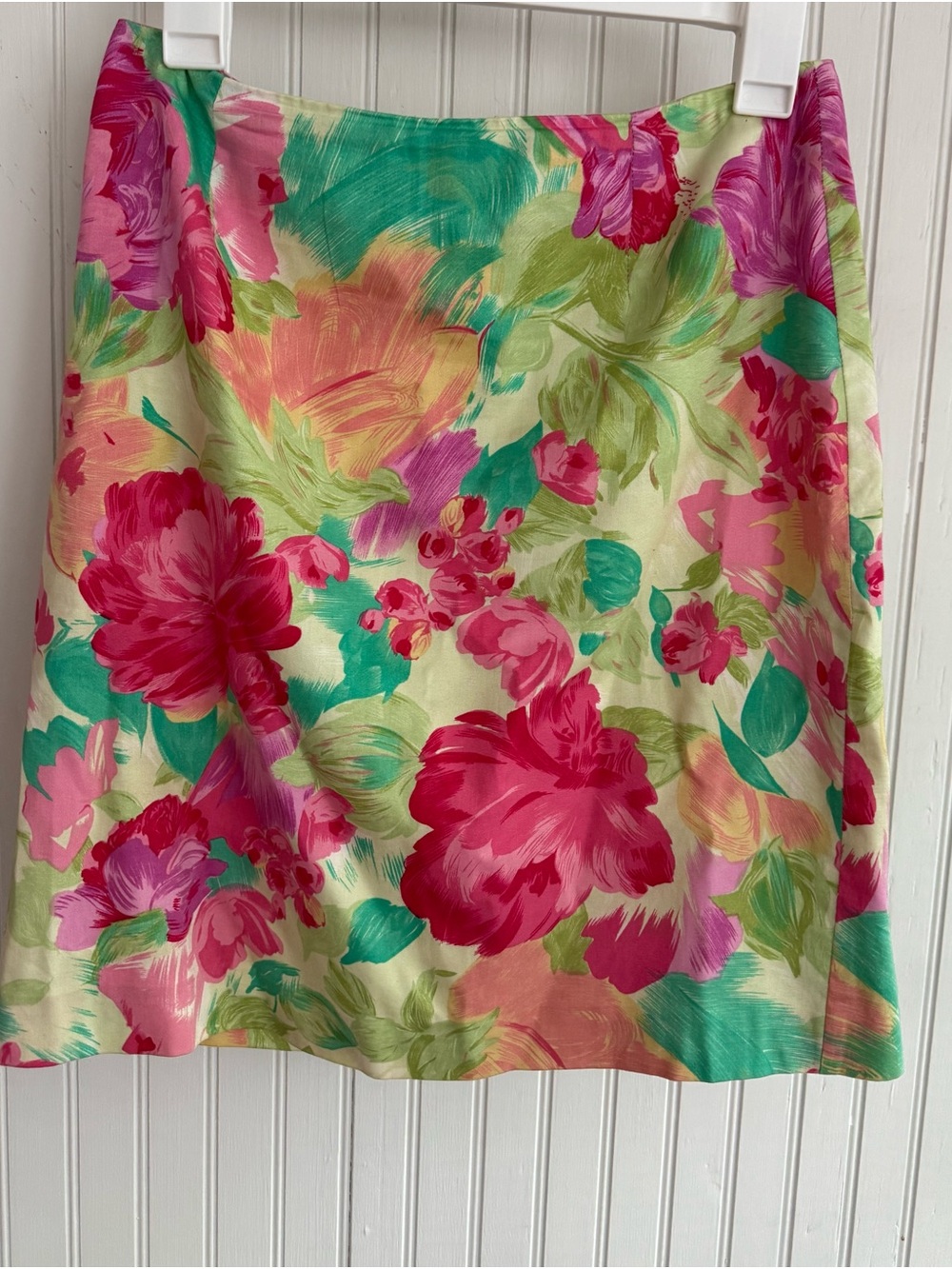 Talbots 100% Cotton Floral Skirt 8P Pink and Green